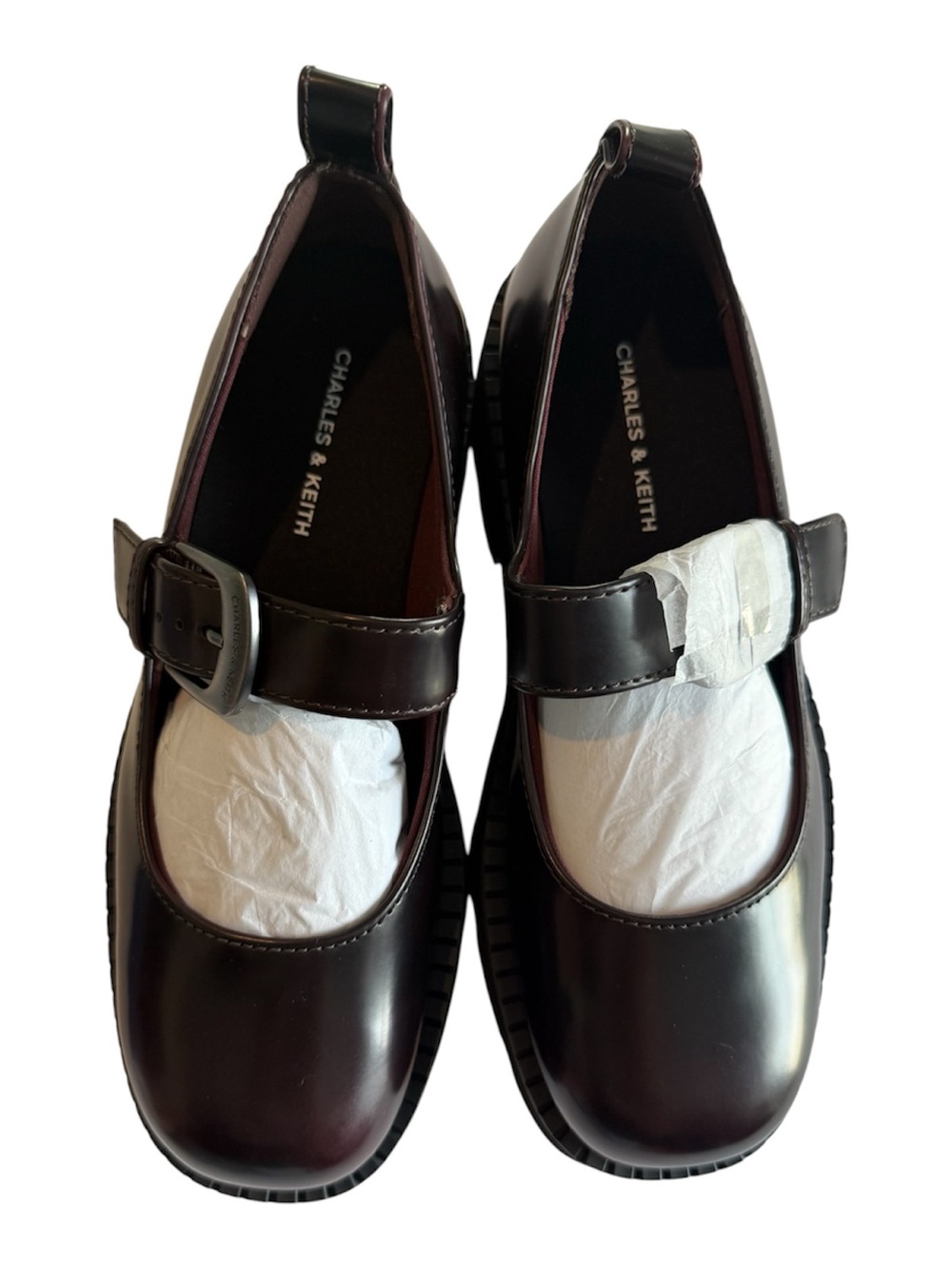 Charles & Keith Burgundy Mary Jane Chunky